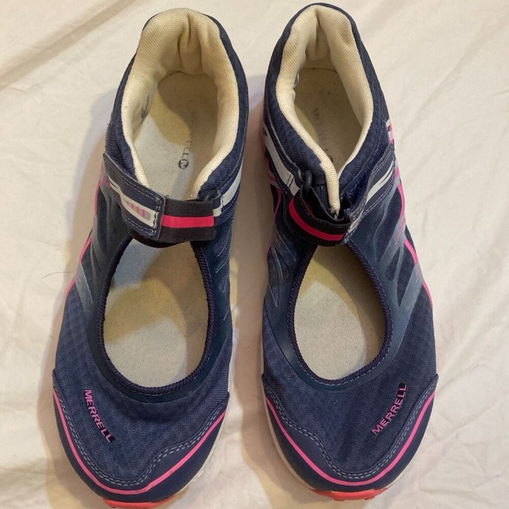 Merrell Womens 6.5 Athletic Mary Jane Trail Walking Shoes Sneaker Grey Pink